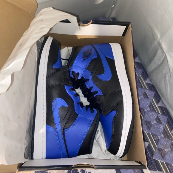 Other - Size:10.5 Jordan 1 Mid hyper Royal tumbled leather